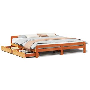vidaXL Sengeramme uten madrass voksbrun 200x200 cm heltre furu