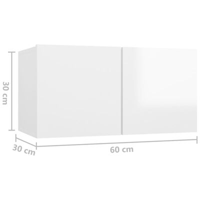 vidaXL Hengende TV-benk høyglans hvit 60x30x30 cm