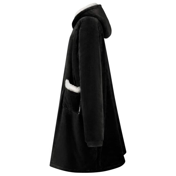 vidaXL Teppe-hettegenser Svart L Fleece og Flanell