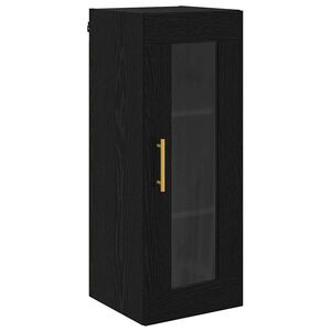 vidaXL Veggskap Svart Eik 34,5 x 34 x 90 cm Sponplater og glass