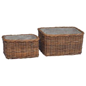 vidaXL Vedkurv 2 pcs Brun Lacak Rattan