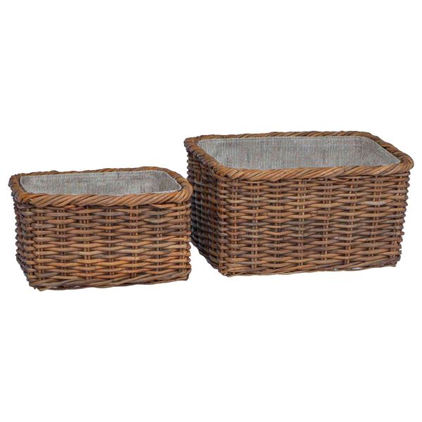 vidaXL Vedkurv 2 pcs Brun Lacak Rattan