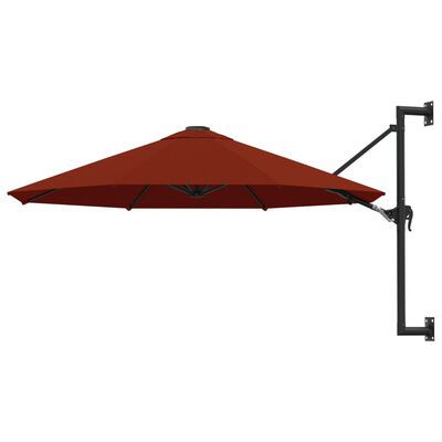 vidaXL Veggmontert parasoll med metallstang 300 cm terrakotta
