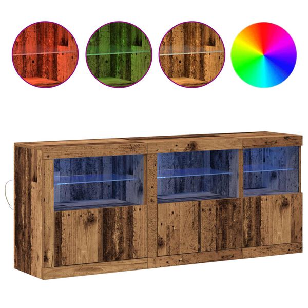 vidaXL LED sideboard Gammelt tre 162 x 37 x 67 cm Konstruert tre