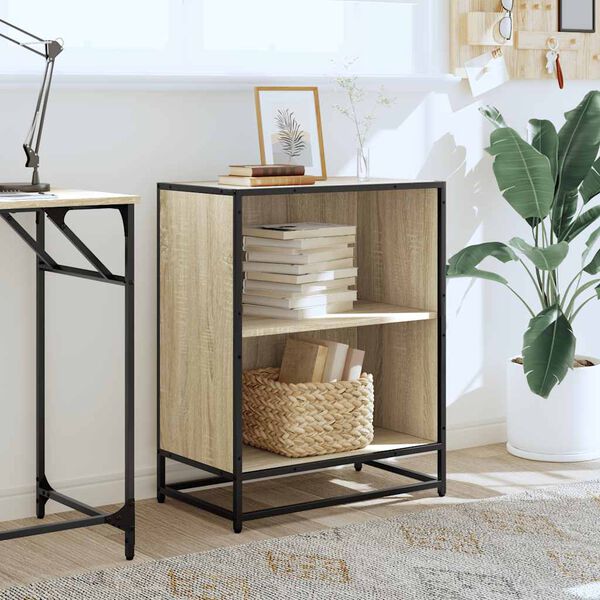 vidaXL Bokhylle sonoma eik 60x35x76 cm konstruert tre