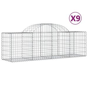 vidaXL Gabionkurver buede 9 stk 200x50x60/80 cm galvanisert jern