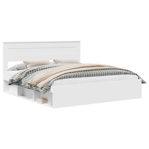 vidaXL Sengestamme med hodegjerde Hvit 180 x 200 cm Massiv furu