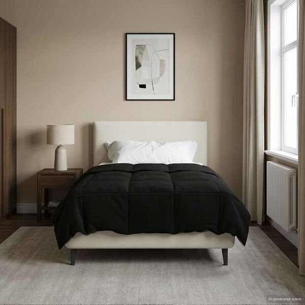 vidaXL Full &aring;r dyne Quilted Svart 140 x 200 cm Mikrofiber