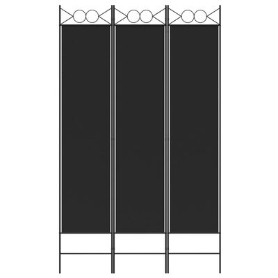 vidaXL Romdeler 3 paneler svart 120x200 cm stoff