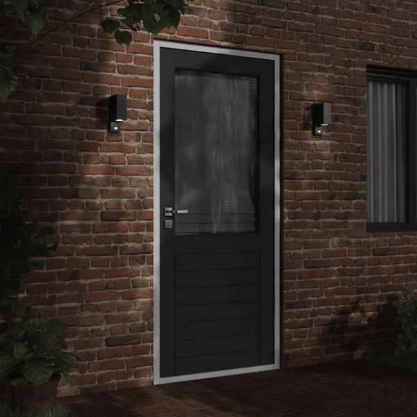 vidaXL Veggmonterte utelamper 2 stk svart st&oslash;pt aluminium