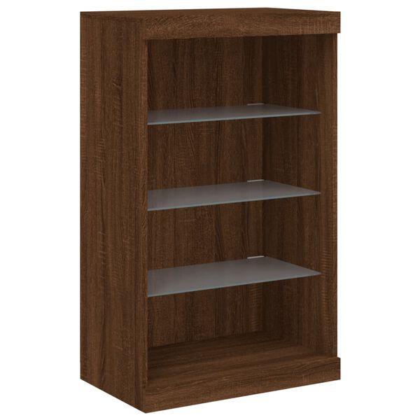 vidaXL Skjenk med LED-lys brun eik 60,5x37x100 cm