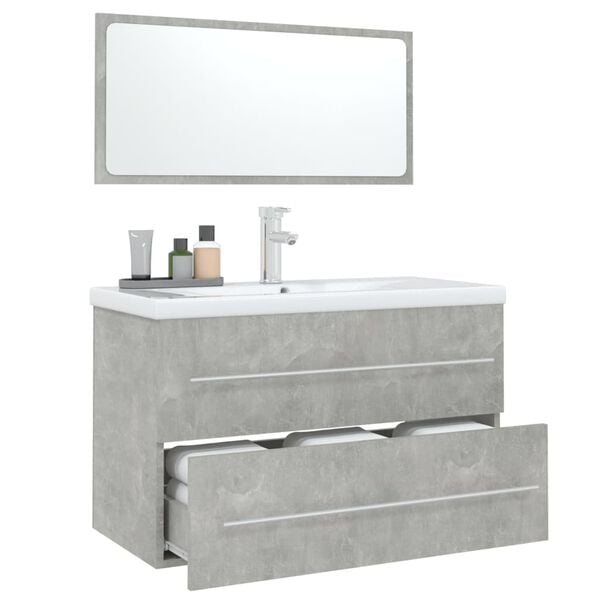 vidaXL M&oslash;belsett til bad 3 deler betonggr&aring;