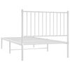 vidaXL Sengeramme i metall med hodegavl hvit 90x190 cm