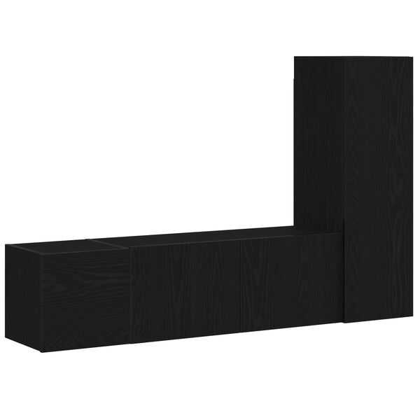vidaXL TV-benksett 3 pcs Svart Eik 130,5 x 30 x 140 cm Konstruert tre