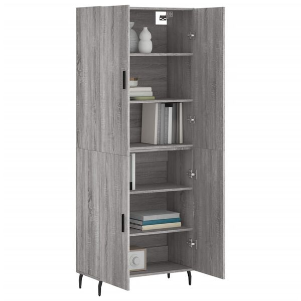 vidaXL Highboard gr&aring; sonoma 69,5x34x180 cm konstruert tre
