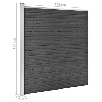 vidaXL Gjerdepanelsett WPC 1311x(105-186) cm svart