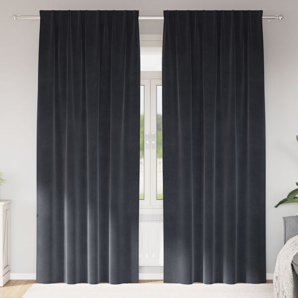 vidaXL Blendingsgardiner 2 pcs M&oslash;rkegr&aring; 140 x 245 cm Fl&oslash;yel