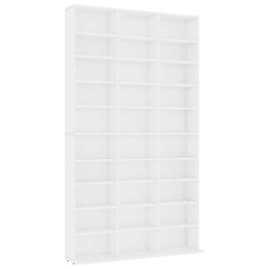 vidaXL CD-hylle hvit 102x23x177,5 cm konstruert tre