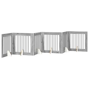 vidaXL Foldbar hundegitter med stativer 6 stk. Gr&aring; Sonoma 482 cm