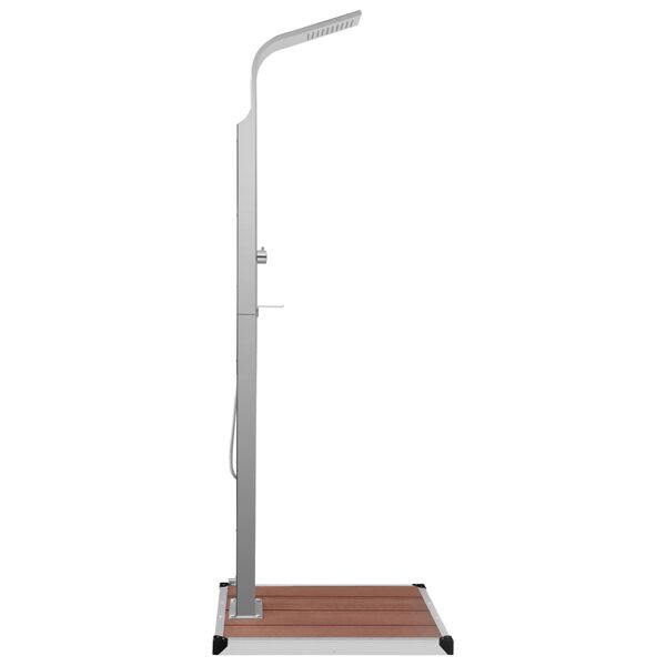 vidaXL Utendørs dusj med brett WPC rustfritt stål