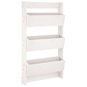 vidaXL Vegghengt plantekasse 3 etasjer 60x18,5x110 cm hvit heltre furu