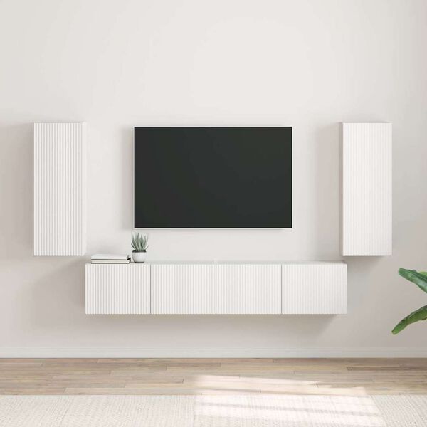 vidaXL TV Veggskap 2 pcs Hvit 30 x 31 x 80 cm Konstruert tre