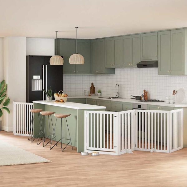 vidaXL Hundeport sammenleggbar 8 paneler hvit 640 cm poppeltre