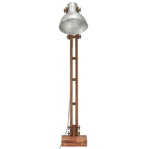 vidaXL Gulvlampe s&oslash;lv heltre mango E27
