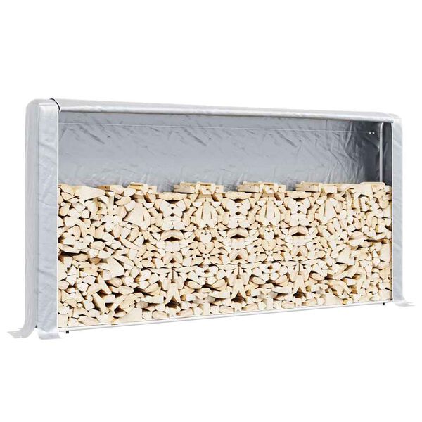 vidaXL Vedstativ med st&aring;ltr&aring;d 300x25x150 cm galvanisert st&aring;l