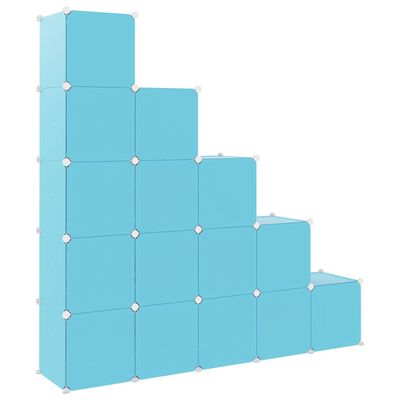 vidaXL Oppbevaringshylle med 15 kuber blå PP