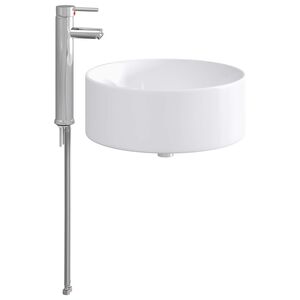 vidaXL Baderomsvask med kran og avl&oslash;p Krom 40,5 x 40,5 x 15,5 cm