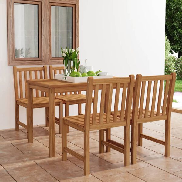 vidaXL 5-delers hagespisesett 120x70 cm heltre teak