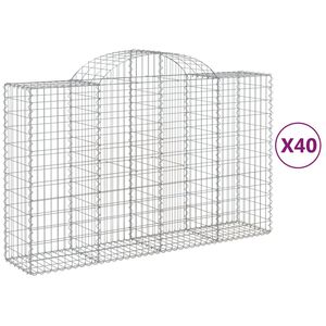 vidaXL Gabionkurver buede 40 stk 200x50x120/140 cm galvanisert jern