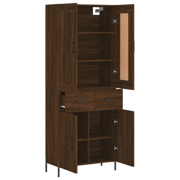 vidaXL Highboard brun eik 69,5x34x180 cm konstruert tre