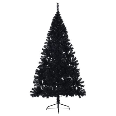vidaXL Kunstig juletre halvt med stativ svart 210 cm PVC