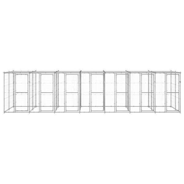 vidaXL Utend&oslash;rs hundeg&aring;rd med tak 16,94 m&sup2; galvanisert st&aring;l