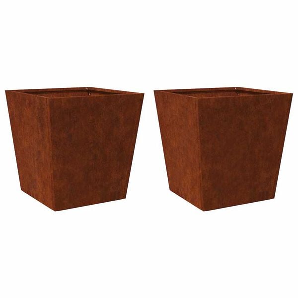 vidaXL Hageplanter 2 stk 50x50x50 cm oksidert st&aring;l