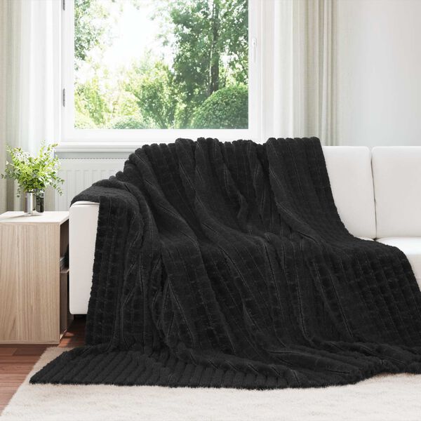 vidaXL Kastepledd 6 pcs Svart 270 x 240 cm Fleece