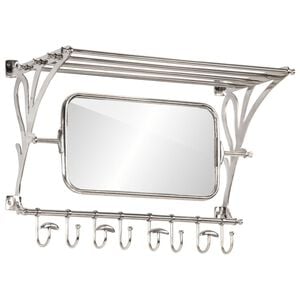 vidaXL Bagasjehylle med kleshengere og speil veggmontert aluminium