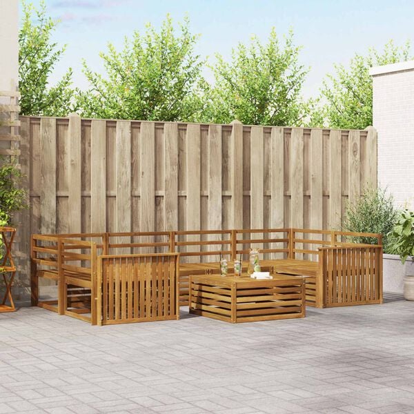 vidaXL Utend&oslash;rs sofa-sett 7 pcs Naturlig Solid akasietre