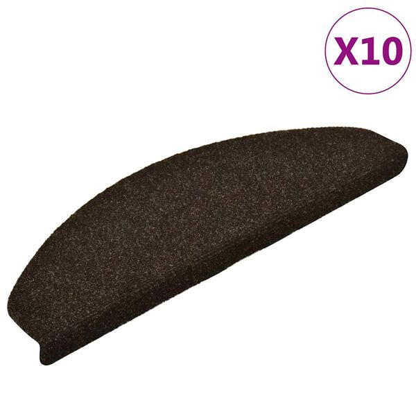 vidaXL Trappematter selvklebende 10 stk 65x21x4 cm mørkebrune halvrund store