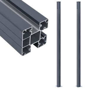 vidaXL Gjerdestolper 2 stk m&oslash;rkegr&aring; 185 cm aluminium
