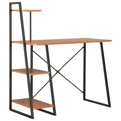 vidaXL Skrivebord med hylle svart og brun 102x50x117 cm