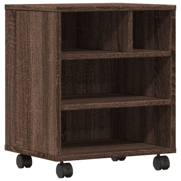 vidaXL Skriverstativ med hjul brun eik 41x32x48 cm