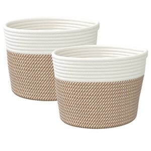 vidaXL Oppbevaringskurver 2 stk brun og hvit &Oslash;24x18 cm bomull