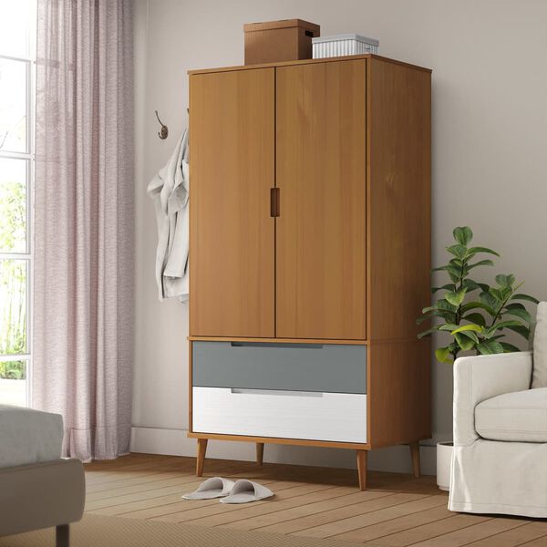 vidaXL Garderobe MOLDE brun 90x55x175 cm heltre furu