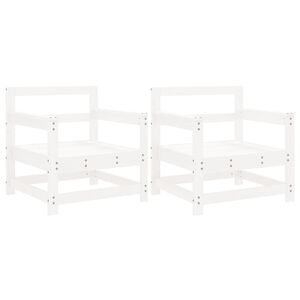 vidaXL Hagestoler 2 stk hvit heltre furu
