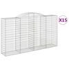 vidaXL Gabionkurver buede 15 stk 300x50x160/180 cm galvanisert jern