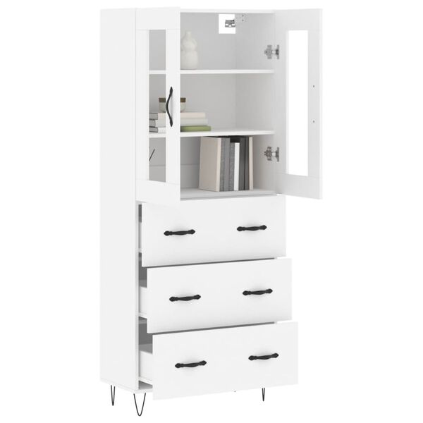 vidaXL Highboard hvit 69,5x34x180 cm konstruert tre