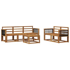 vidaXL Utend&oslash;rs sofa-sett 6 pcs Naturlig Solid akasietre